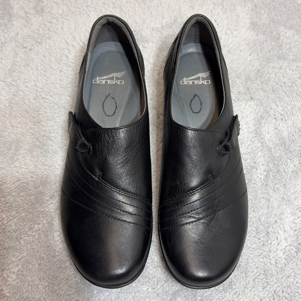 Dansko Loafers Women Size 9.5-10 Black Leather Stitched Slip On Comfort Shoes - Picture 4 of 7